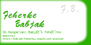 feherke babjak business card